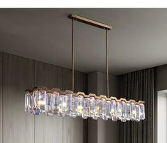 Polished Chrome Faceted Crystal Waterfall Chandelier