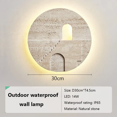 Travertine Stone Staircase Arch Wall Sconce with Warm LED Light