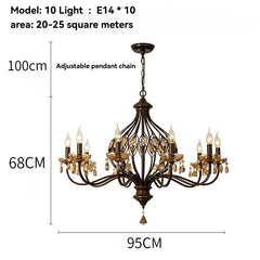 Bronze Floral Crystal Chandelier Pendant Light with Amber Gem Accents