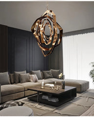 Geometric Rose Gold Crystal Chandelier Light Fixture Pendant
