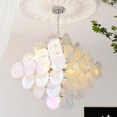 Cascading Glass Disc Chandelier - Modern Semi-Flush Mount Fixture