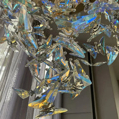 Close-up of a chandelier with crystal-like structure