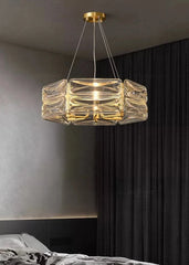 Gold Frame Geometric Crystal Chandelier Pendant Light Fixture