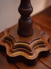 Black Walnut Wood Lamp with Amber Frosted Glass Shade