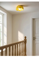 Pink Yellow Ceramic Flower Semi-Flush Ceiling Light