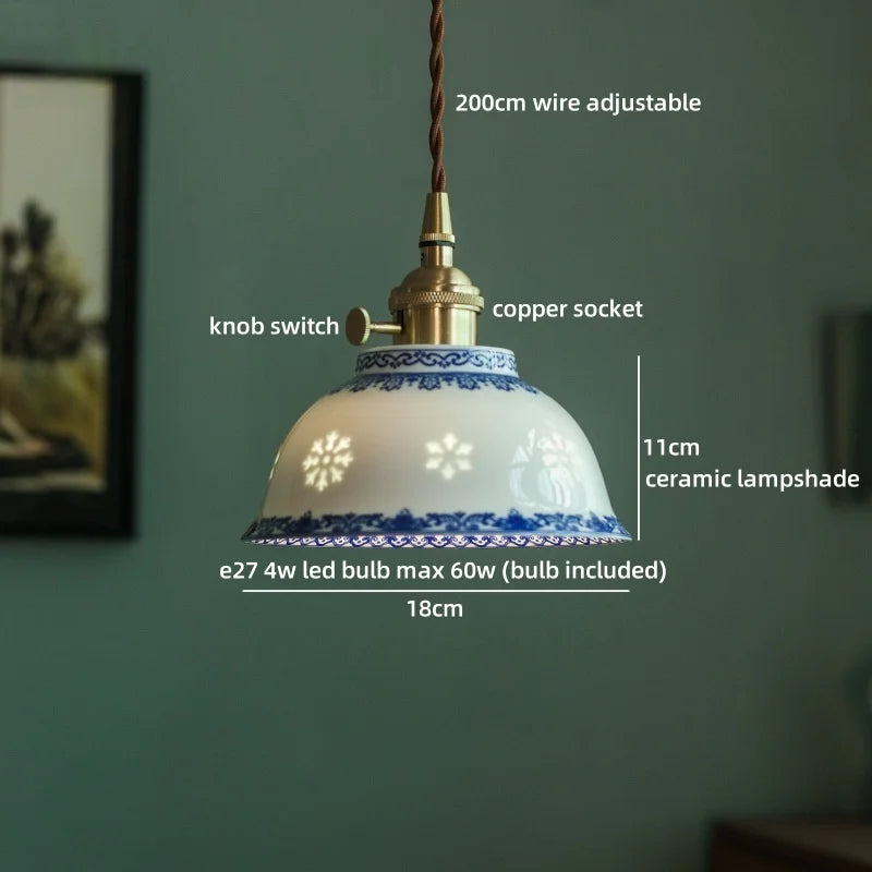 Pendant light with labeled features on a green wall background