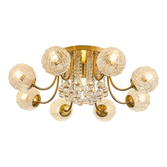 Polished Gold Crystal Starburst Semi-Flush Ceiling Light