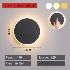 Modern Black Round LED Wall Sconce with Subtle Halo Light Effect