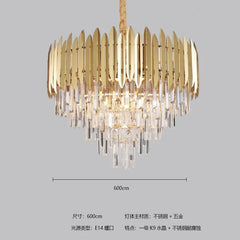 Gold Crystal Tiered Cascading Chandelier with Dazzling Faceted Prisms