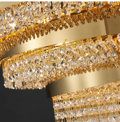 Tiered Crystal Waterfall Chandelier with Gold Finish Metal Frame