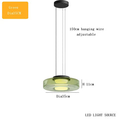 Modern Glass Disk Pendant Light with Amber, Smoke, and Green Hues