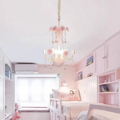 Pink Rose Crystal Chandelier Multi-Arm Pendant Light
