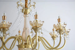 Gold Crystal Candelabra Chandelier With Faceted Crystal Accents