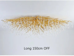 Gold Crystal Cascade Chandelier Surface Mount Light