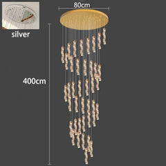 Chandelier with dimensions on a dark background