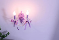 Purple Bow Pearl Accents Candle Wall Sconce Light Fixture Light