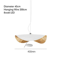 Pendant light with dimensions and specifications on a white background
