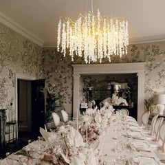 Modern Branch Crystal Chandelier with Cascading Icicle Droplets