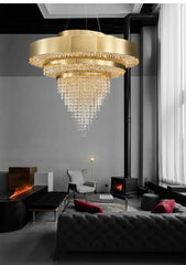Tiered Crystal Waterfall Chandelier with Gold Finish Metal Frame