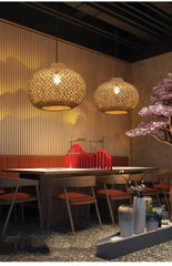 Woven Bamboo Pendant Light Natural Rattan Art Lantern Chandelier