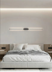 Modern Black Linear LED Wall Sconce with Up/Downlight, Aluminum