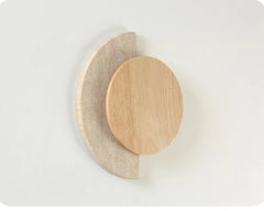 Modern Wood and Stone Arc Wall Sconce with Warm LED Glow