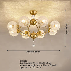 Polished Gold 8-Light Globe Chandelier with Crystal Accents