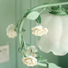 Floral Rose Lamp with Frosted Glass Shade