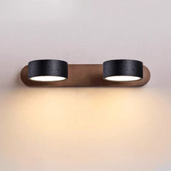 Wabi Sabi Wood and Stone Cylinder Wall Sconce Light Fixture