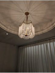 Gold Waterfall Crystal Chandelier Pendant Light with Tiered Beading