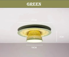Ceramic Rose Bud Flush Mount Ceiling Light with Frosted Bell Shades