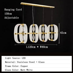 Chandelier with dimensions and specifications on a black background