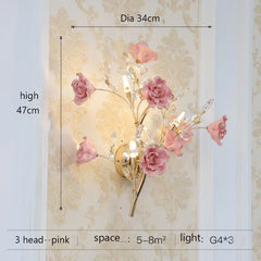 Gold Flower Crystal Wall Sconce Light Multi-Arm