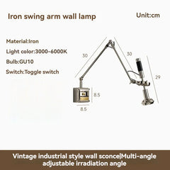 Adjustable Brass Wall Sconce with Walnut Base and Black Arm