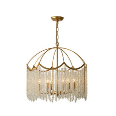 Gold Waterfall Crystal Chandelier Pendant Light with Tiered Beading