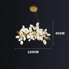 Gold Floral Cluster Pendant Light with Opal Glass Shades