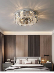 Modern Chrome Crystal Ring Semi-Flush Mount Chandelier Lighting