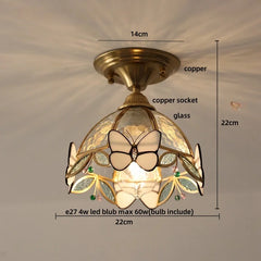 Ceiling light fixture with butterfly design and measurements on a neutral background