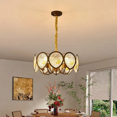 Brushed Gold Floral Pendant Light with Frosted Glass