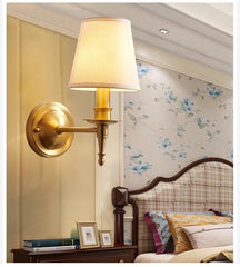 Polished Copper Ring Chandelier with Fabric Shades