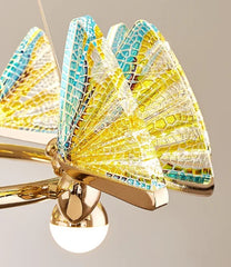 Gold Butterfly Glass Ring Chandelier Modern Pendant Light Fixture