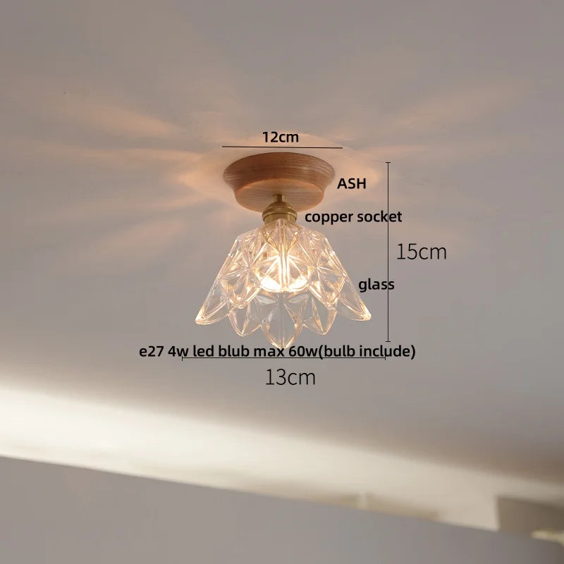Ceiling light fixture with measurements on a neutral background