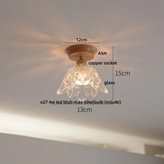 Ceiling light fixture with measurements on a neutral background