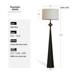 Dark Grey Floor Lamp with Embossed Rose Drum Shade and Gold Accents