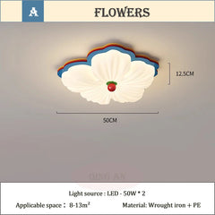 White Petal Flower Flush Mount Light with Multicolor Accents