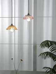 Glass Flower Pendant Light with Metal Accents Fixture