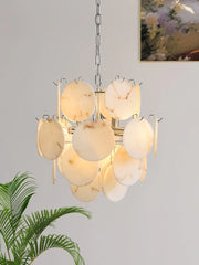 Gold White Marble Disc Chandelier Hanging Pendant Light