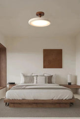 Natural Stone and Wood Semi-Flush Mount Ceiling Light Fixture