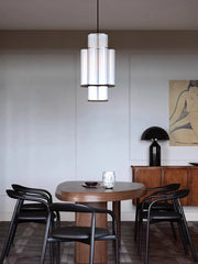 Tiered Gold Frame Pendant Light with Frosted Acrylic Shades