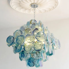Cascading Glass Disc Chandelier - Modern Semi-Flush Mount Fixture